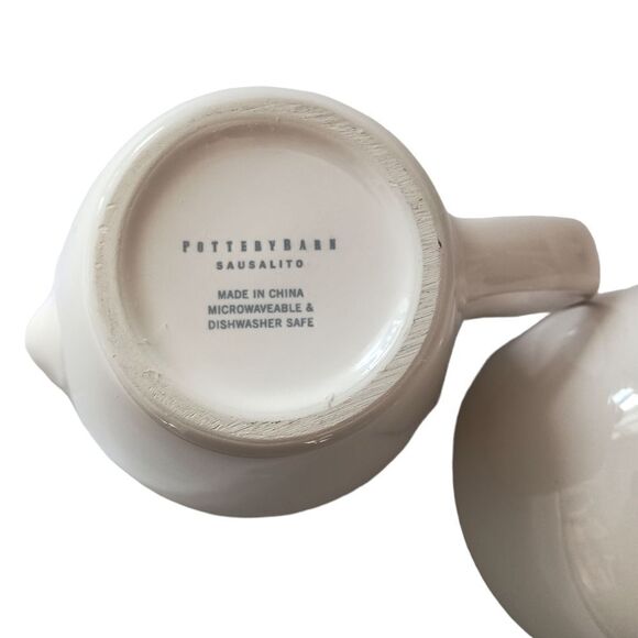 Pottery Barn Sausalito Creamer & Sugar Bowl Set With Spoon Off White Stoneware. - Picture 15 of 16